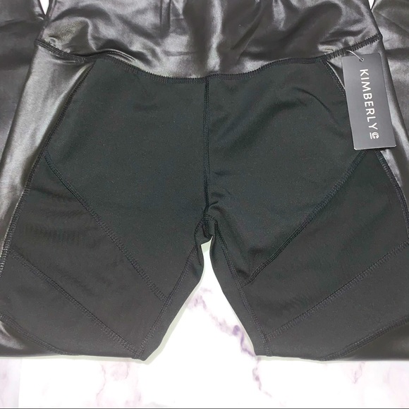 Matte Mesh Panel Shine Leggings - Picture 6 of 10